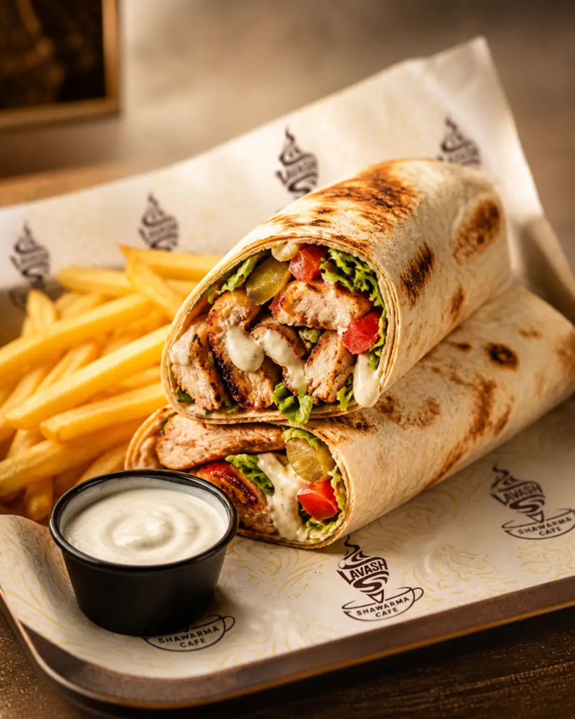 lavash chicken shawarma wrap meal