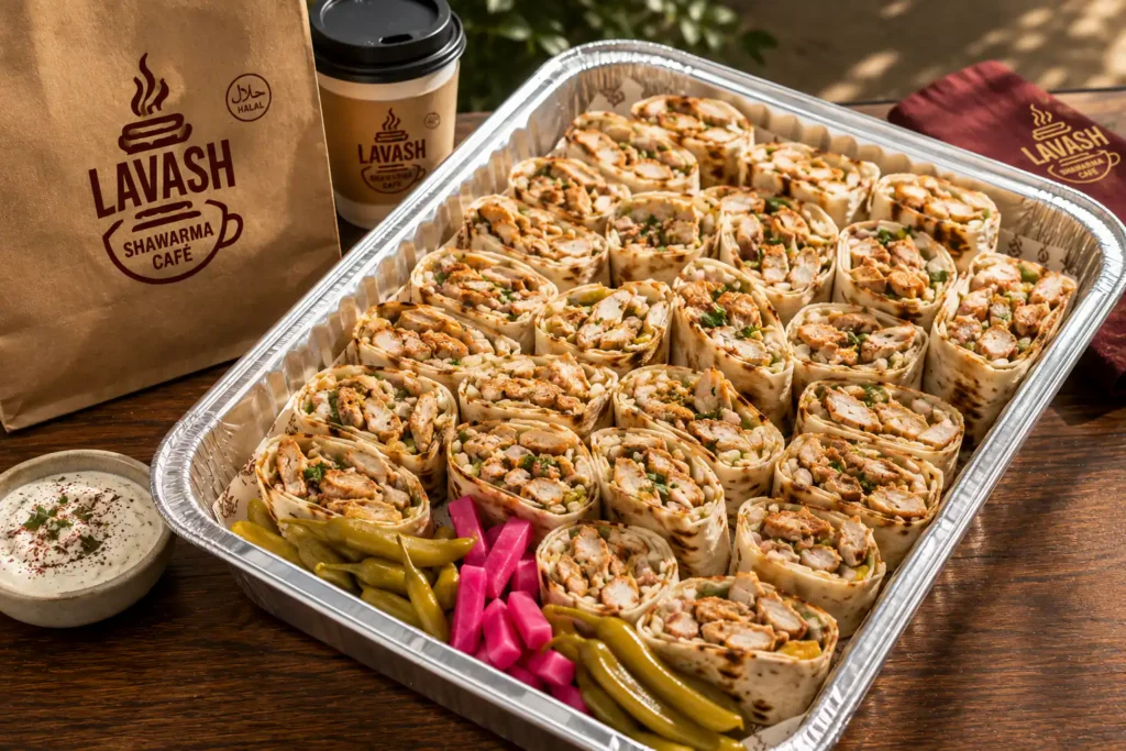 lavash chicken shawarma catering tray san jose
