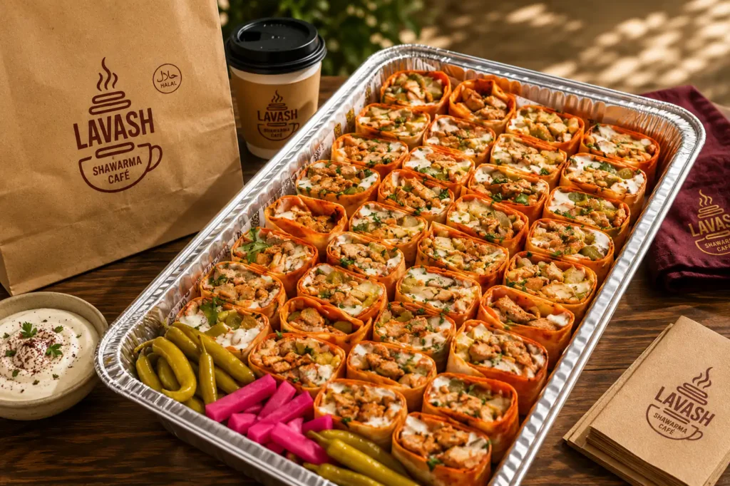 lavash spicy chicken shawarma catering tray san jose